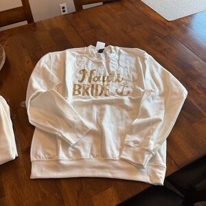 Gildan White Sweatshirt with Gold 'Nauti Bride' Print